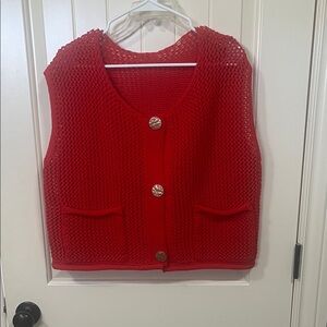 Entro Red Button Down Knit Vest